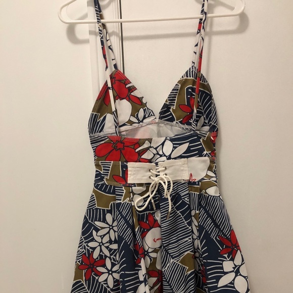 V-neck floral Womens Size Small comfy casual  wear lace tie up spaghetti straps - Picture 4 of 4